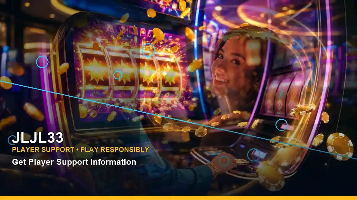 JLJL33 dual online slot games featuring an adult Filipina casino host in a left-diagonal composition